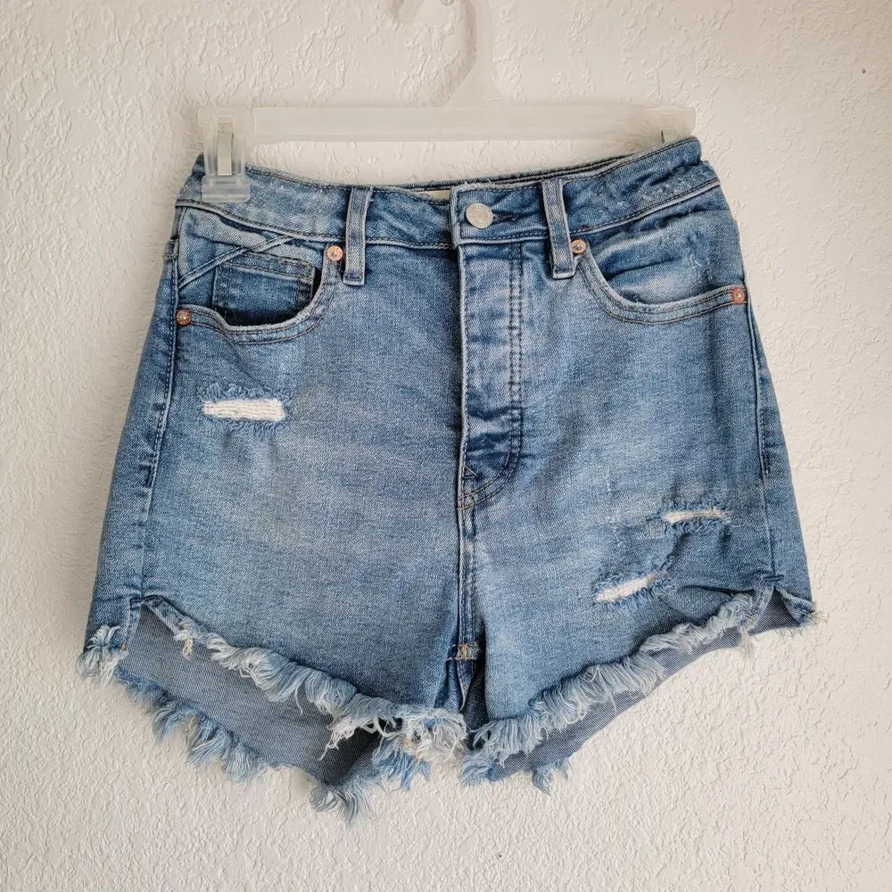 We The Free Light Wash Distressed Denim Cutoff Shorts